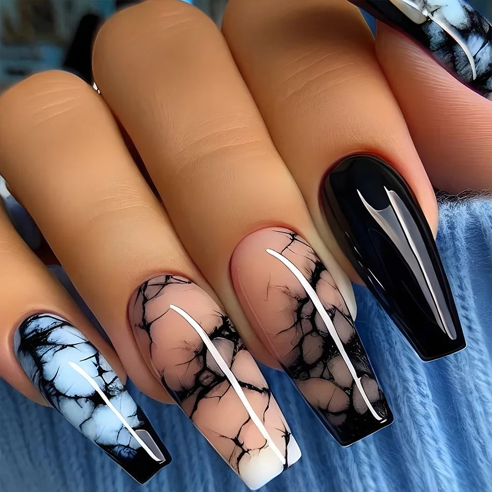 24pcs Press on Nails Flower Design