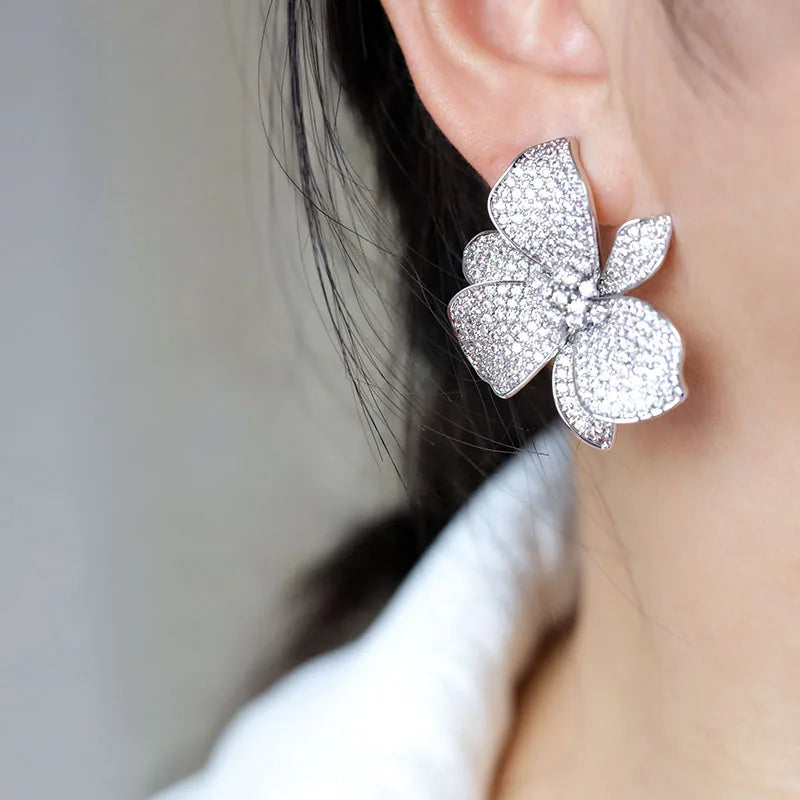 Trendy Big Flower Stud Earrings