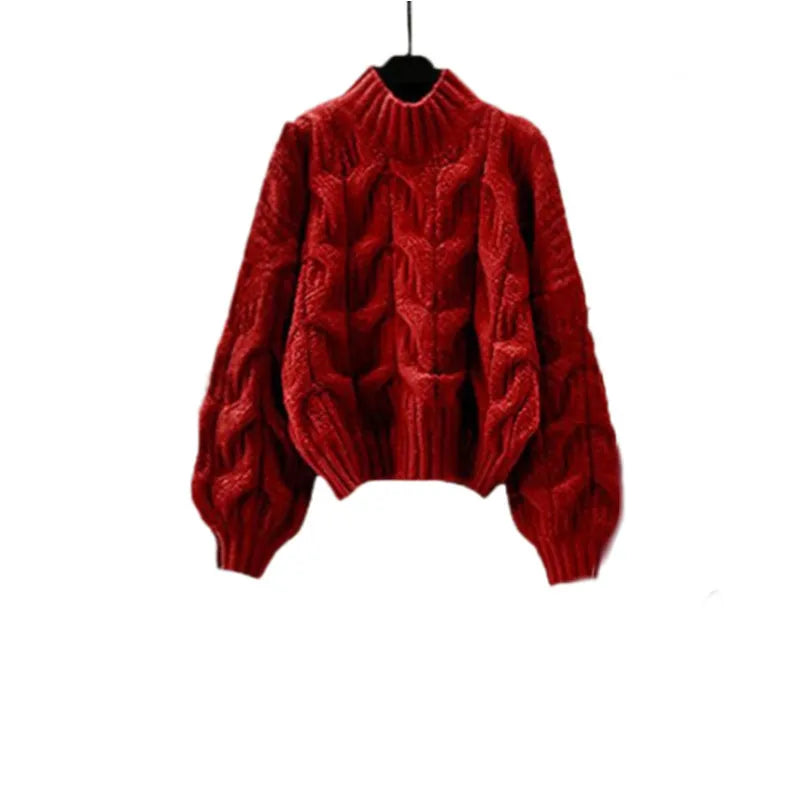 Autumn and Winter  Robe Red Sweater+Temperament Dress Two Piece Set