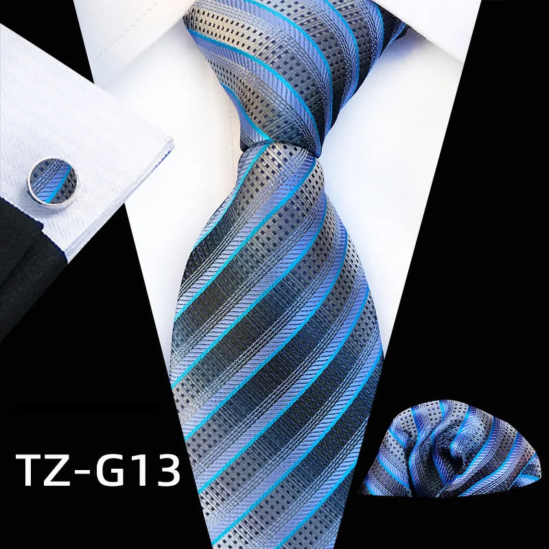 Orange Novelty Ties Plaid Flower Design Wedding Necktie Hanky Cufflinks