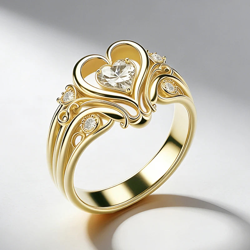 Noble Romantic Heart Rings