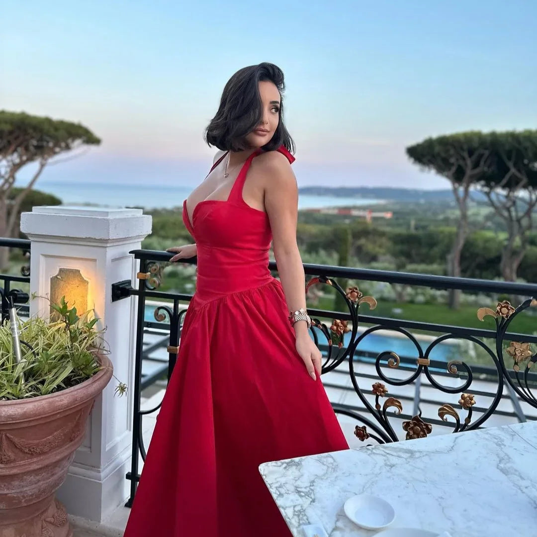 Summer Fit and Flare Halter Dress