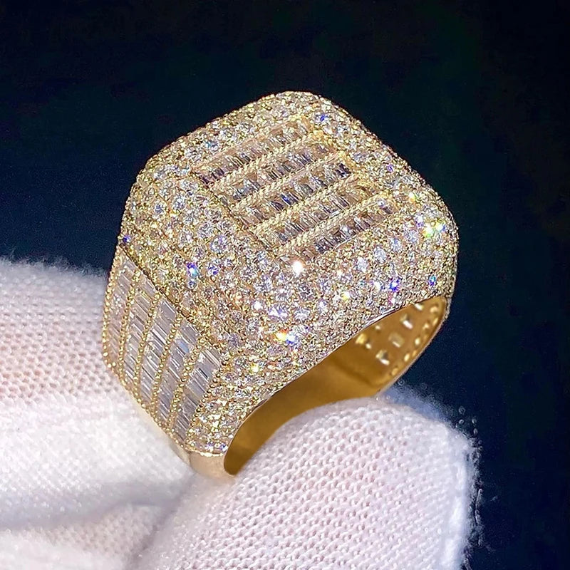 Gorgeous Gold Color Square Shaped Wide Band Rings