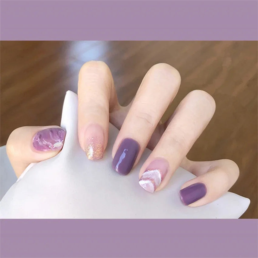 24Pcs/Set Dry Rose Blush Artificial Wearing False Nails
