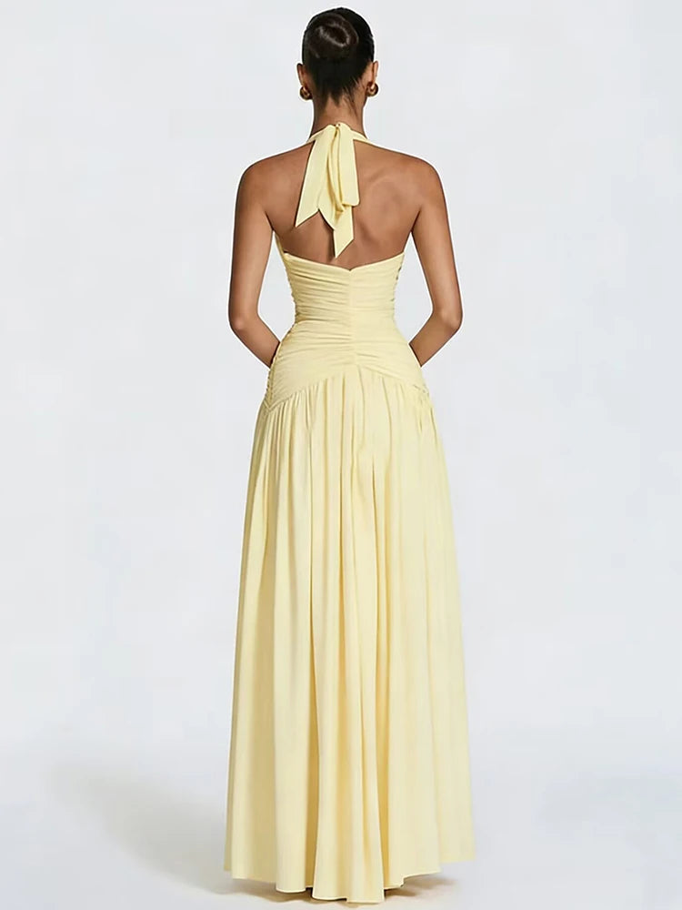Halter Deep V Neck Sexy Maxi Dress