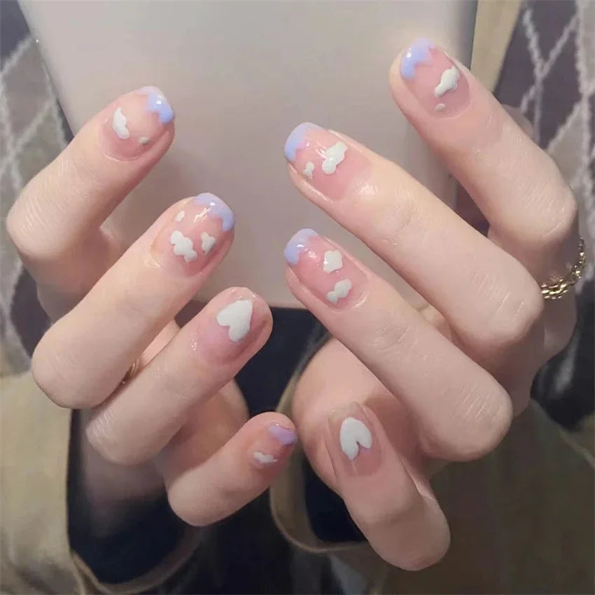24Pcs/Set Dry Rose Blush Artificial Wearing False Nails