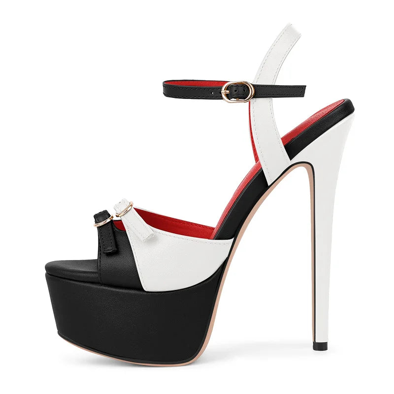 Womens Peep Toe Mixed colors Platform Pumps Big Size