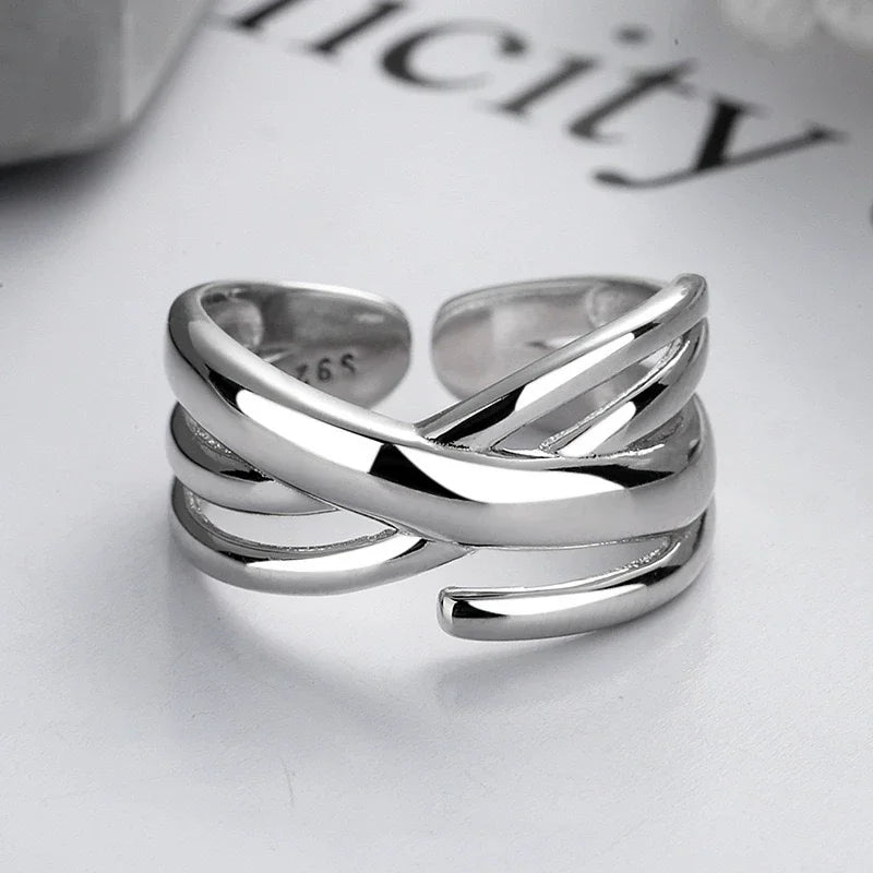 925 Sterling Silver Twisted Open Ring