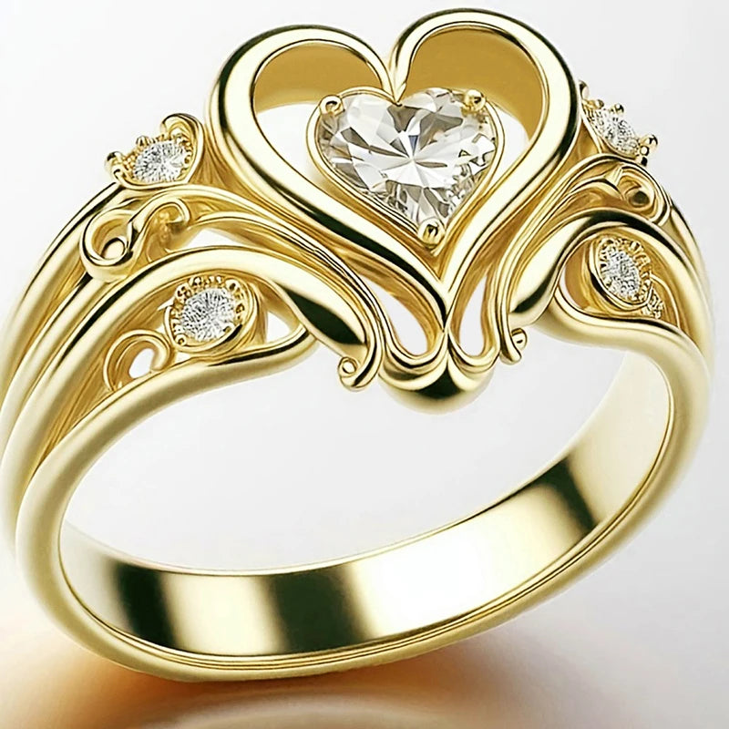 Noble Romantic Heart Rings