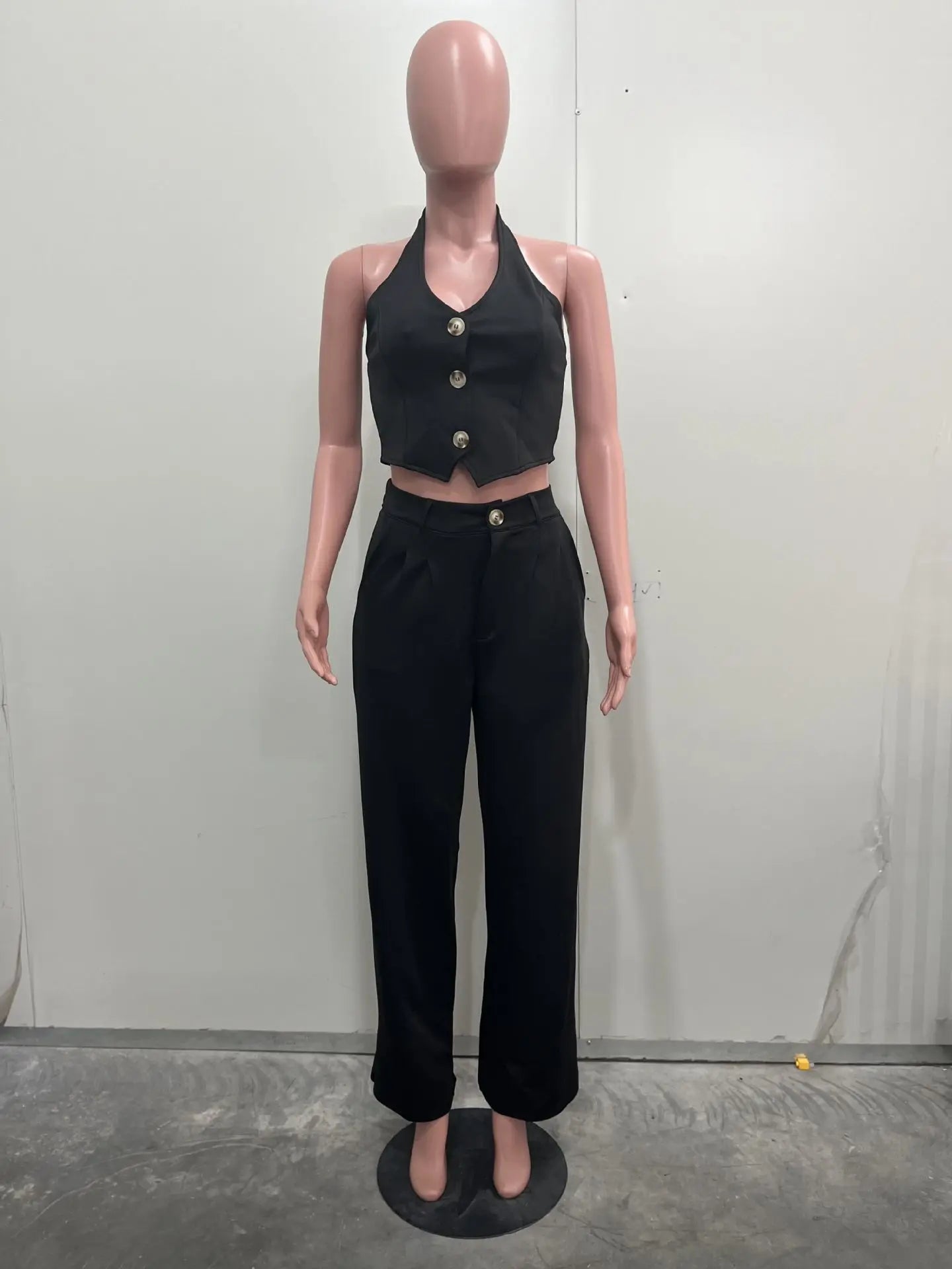 Spring Summer Long Sleeve Vest Top and Pants Set
