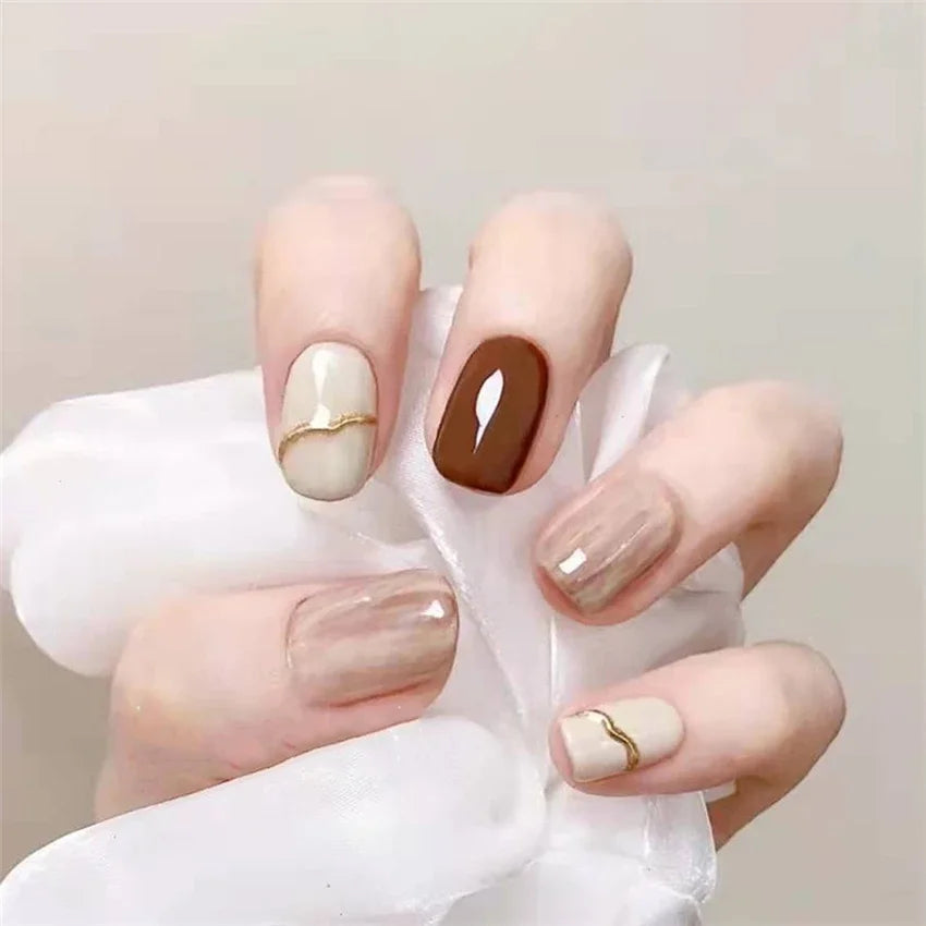 24Pcs/Set Dry Rose Blush Artificial Wearing False Nails