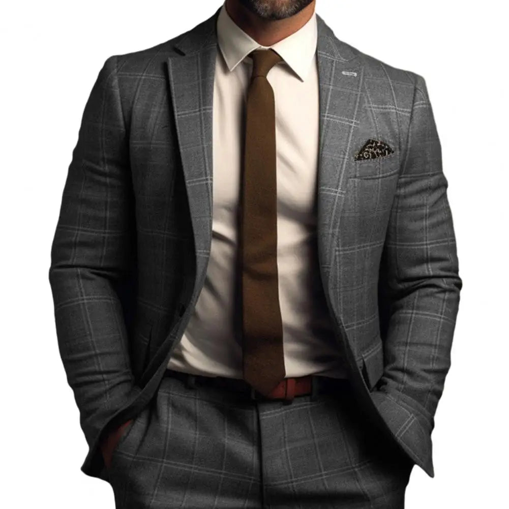 Men’s Slim Fit Plaid Suit Coat