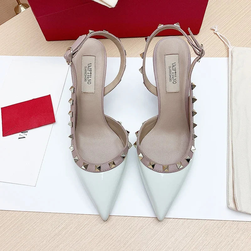 Heels sandals Gladiator summer luxury Brand 2025 Hollow Party Rivet High Heels designer Elegant Slingbacks Ladies Shoes Women