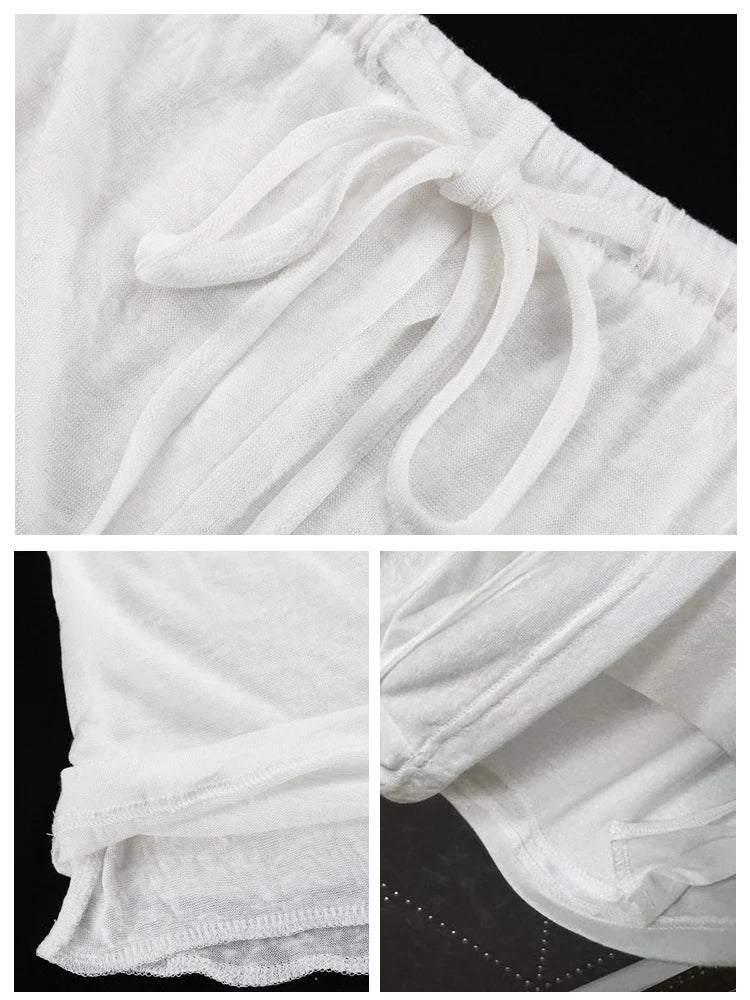 Casual White 2 Piece Summer Lounge Set – Oversized Long Sleeve Top &amp; High Waist Shorts