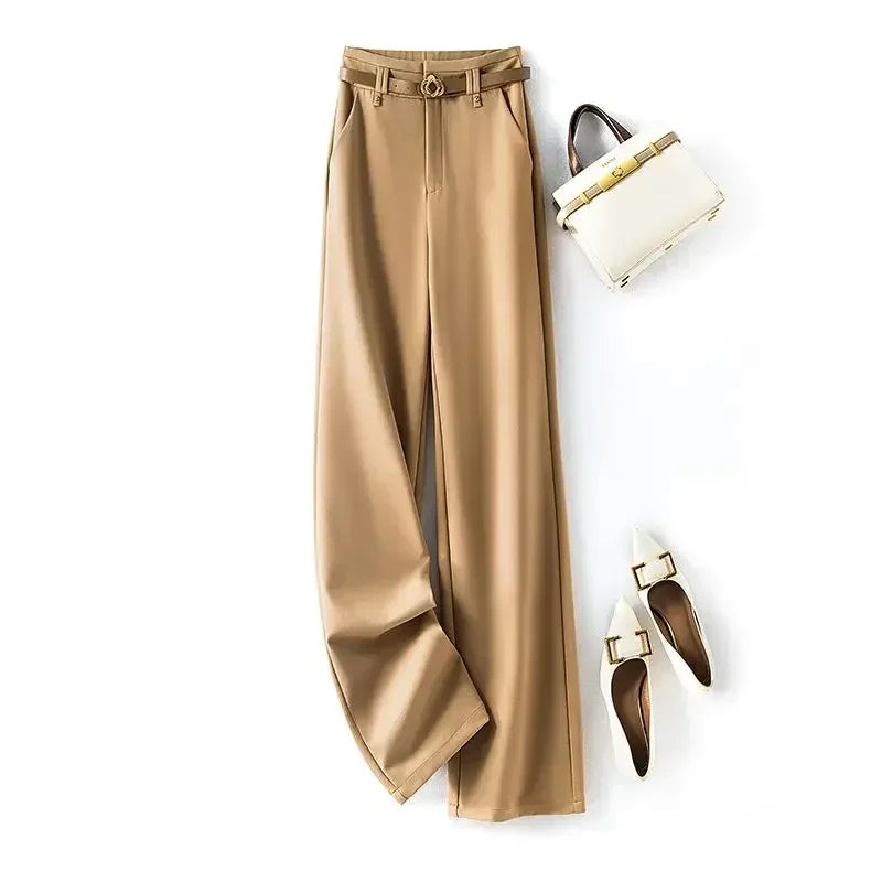 Office Tailoring Fluid Female  Wide Leg Trousers