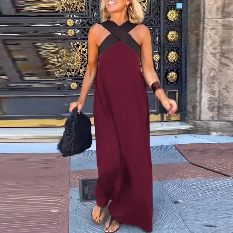 Sexy Cross Halter Sling Long Dress
