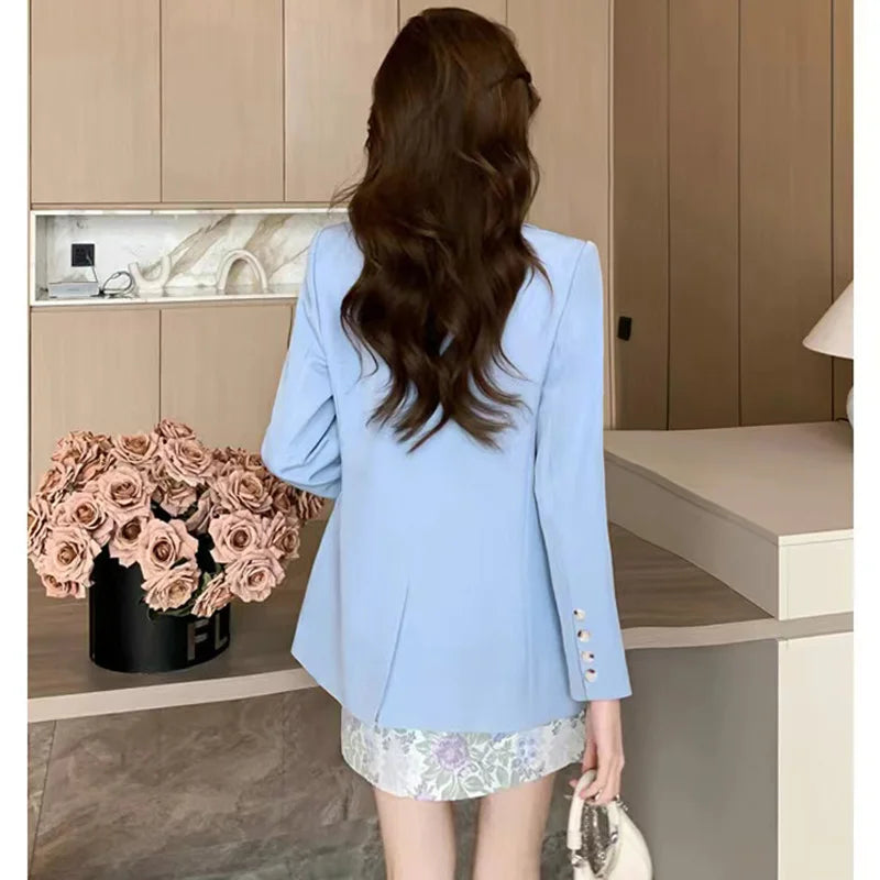 Spring Korean Style Wear Light Luxury and High End Fashion Drama Suit Coat Half Skirt Set