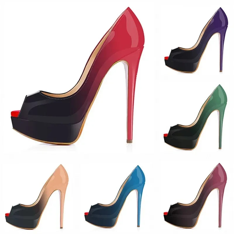 Ultra-High Platform Peep Toe Pumps