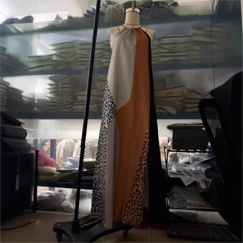 Women’s Boho Off-Shoulder Patchwork Maxi Dress