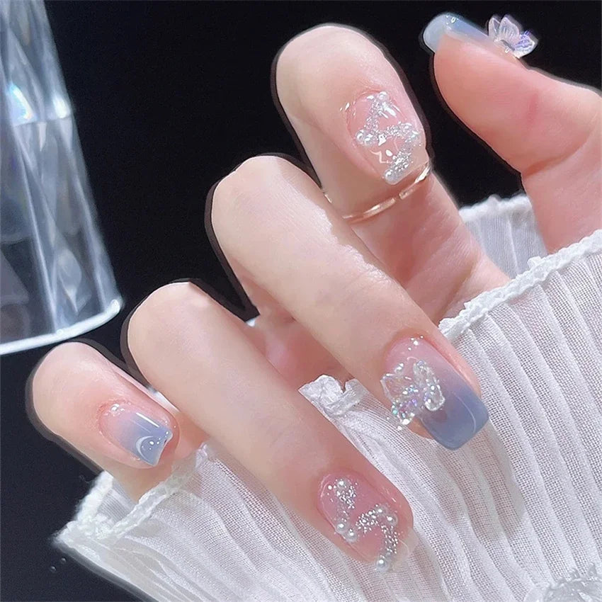 24Pcs/Set Dry Rose Blush Artificial Wearing False Nails