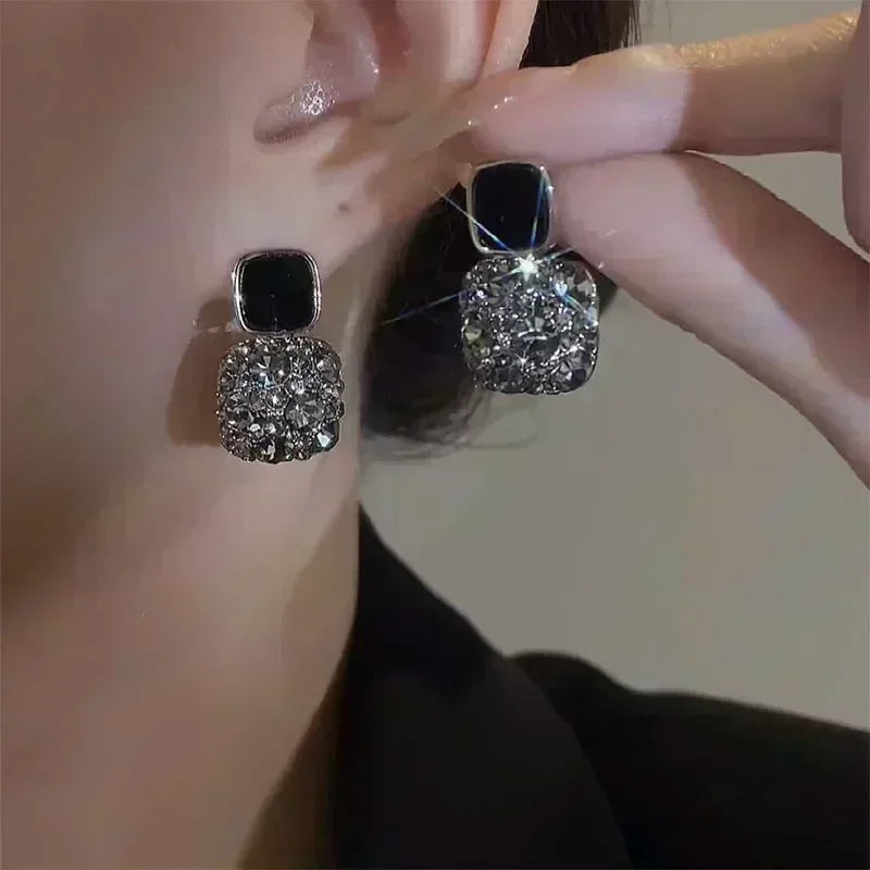 New Geometric Rhombus Luxury Opal Earrings – Modern Sparkle for Every Moment
