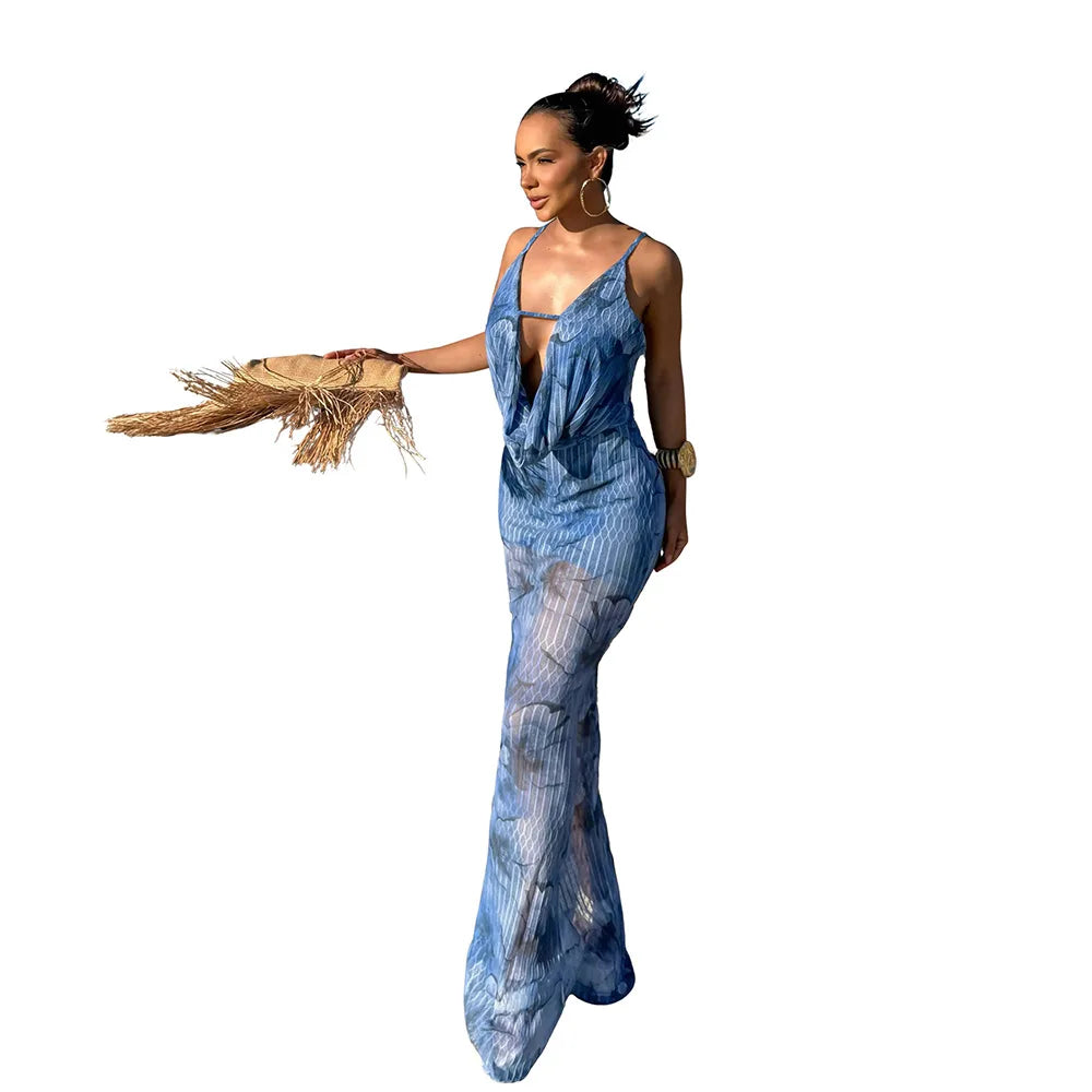 Elegant Spaghetti Strap  Maxi Dress