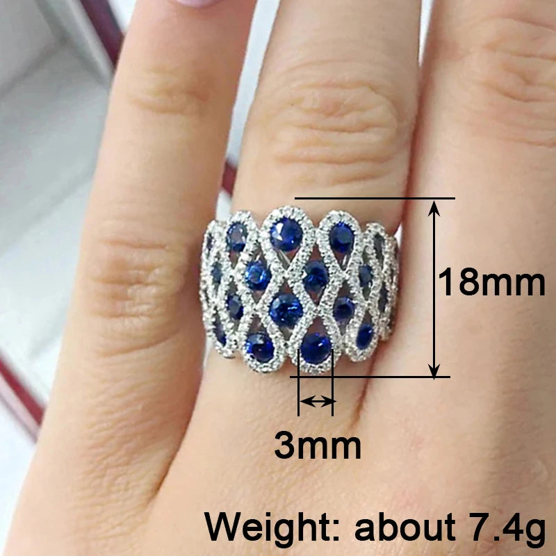 Bright Blue/White Cubic Zirconia Creative Rings