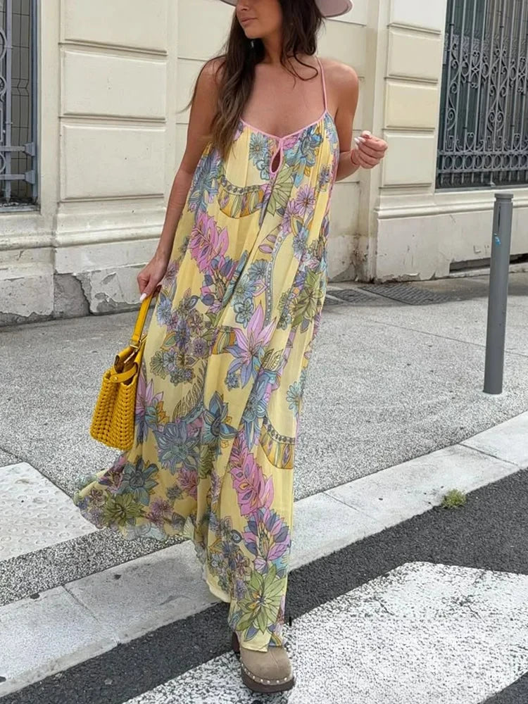 Beach Sexy Chic Backless Print Dress