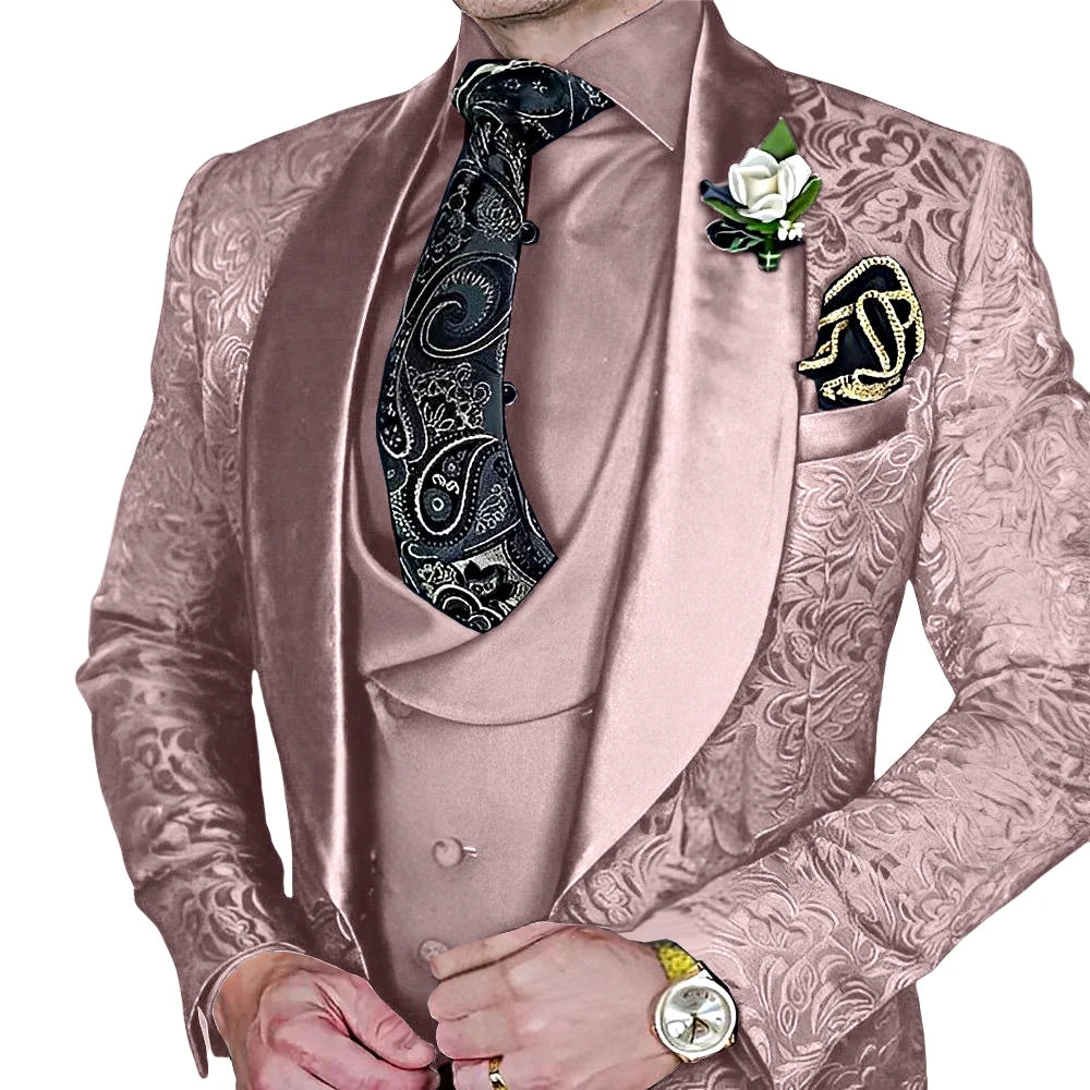 Jacquard Men's 3-piece Suit Set