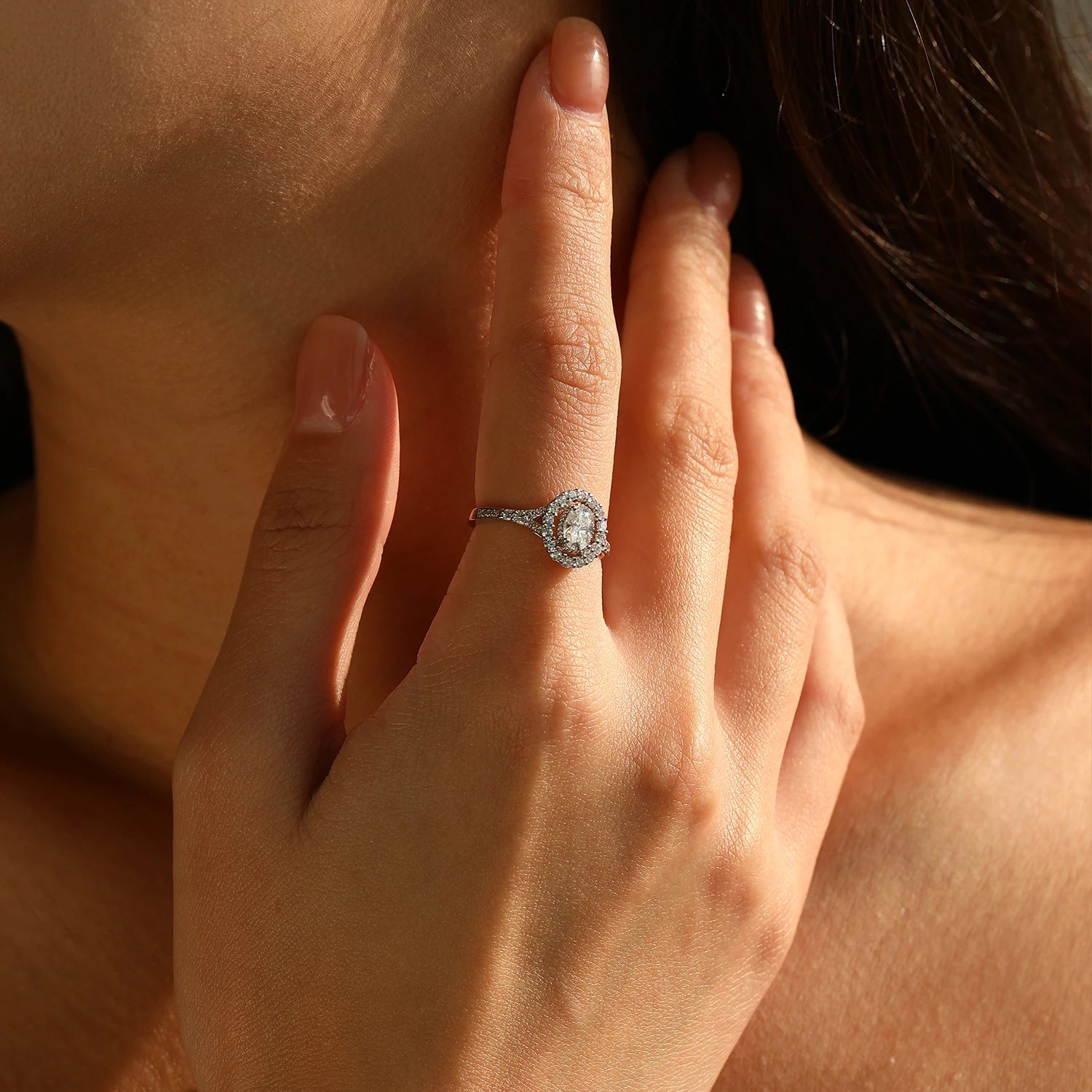 0.5CT Oval Moissanite  925 Sterling Silver Statement Round Cut Lab Diamond  Engagement Rings