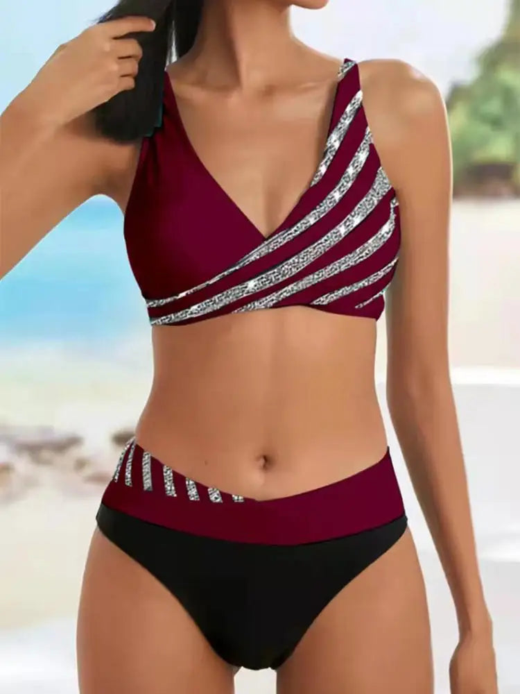 Sexy Stripe Two Piece Bikini Set