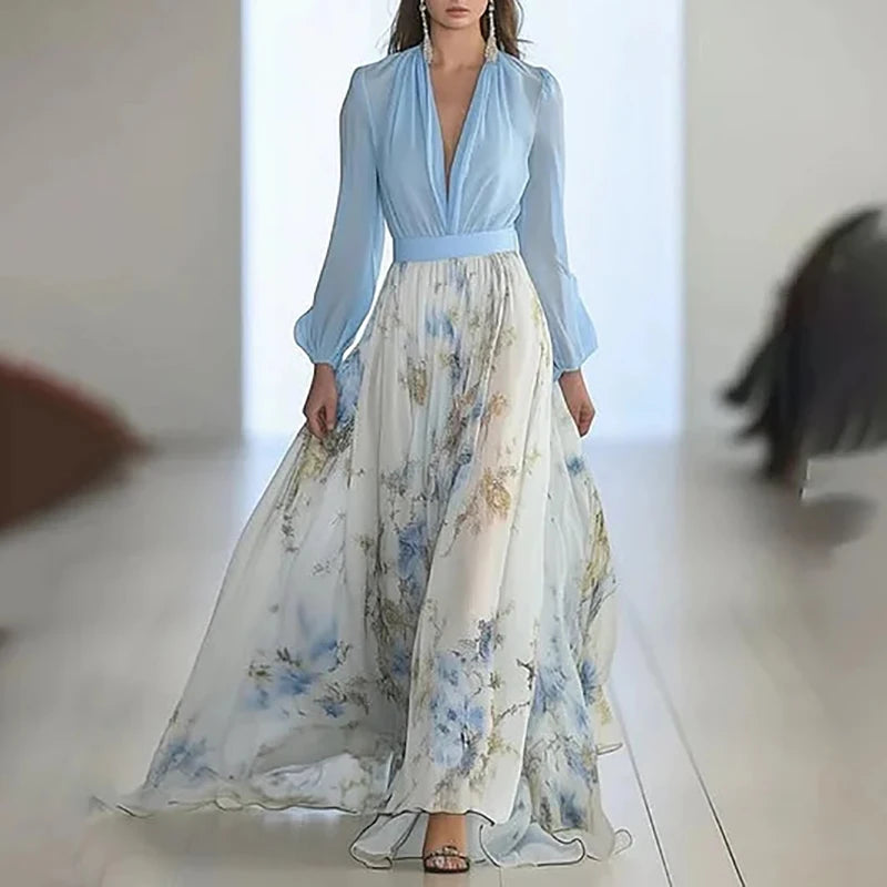 Fashion Floral Print Patchwork Bohemian Dress