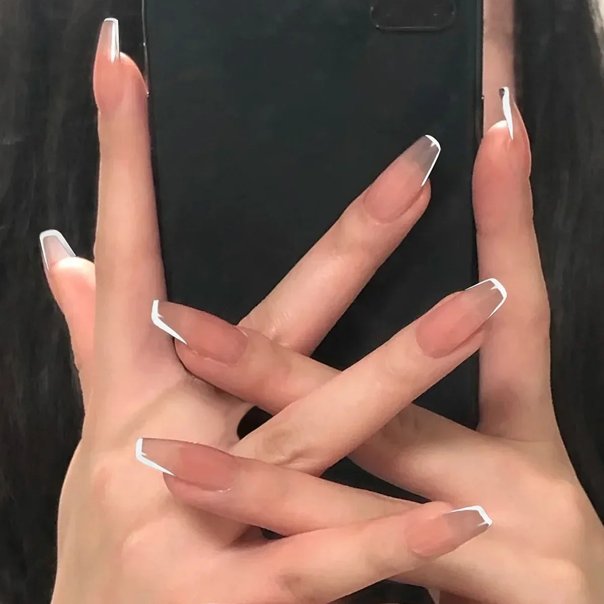 24P/set Medium Long Flat Coffin False Nails