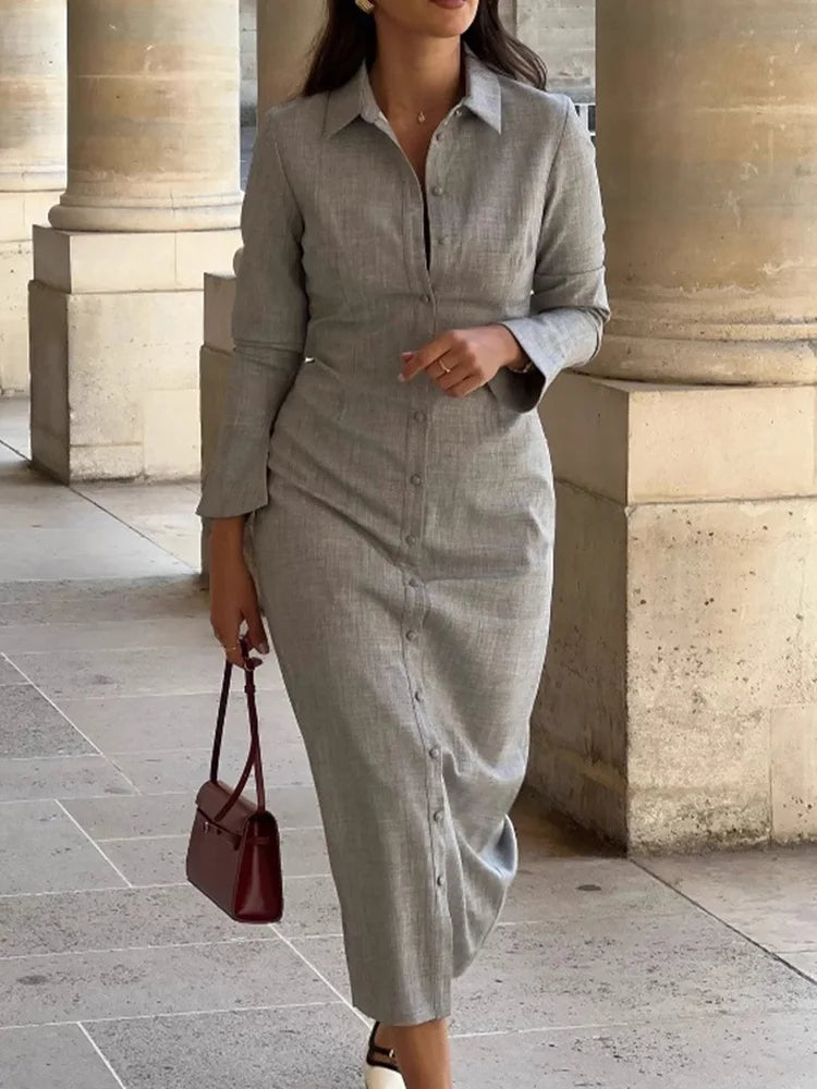 Casual Turndown Collar Shirt Dress