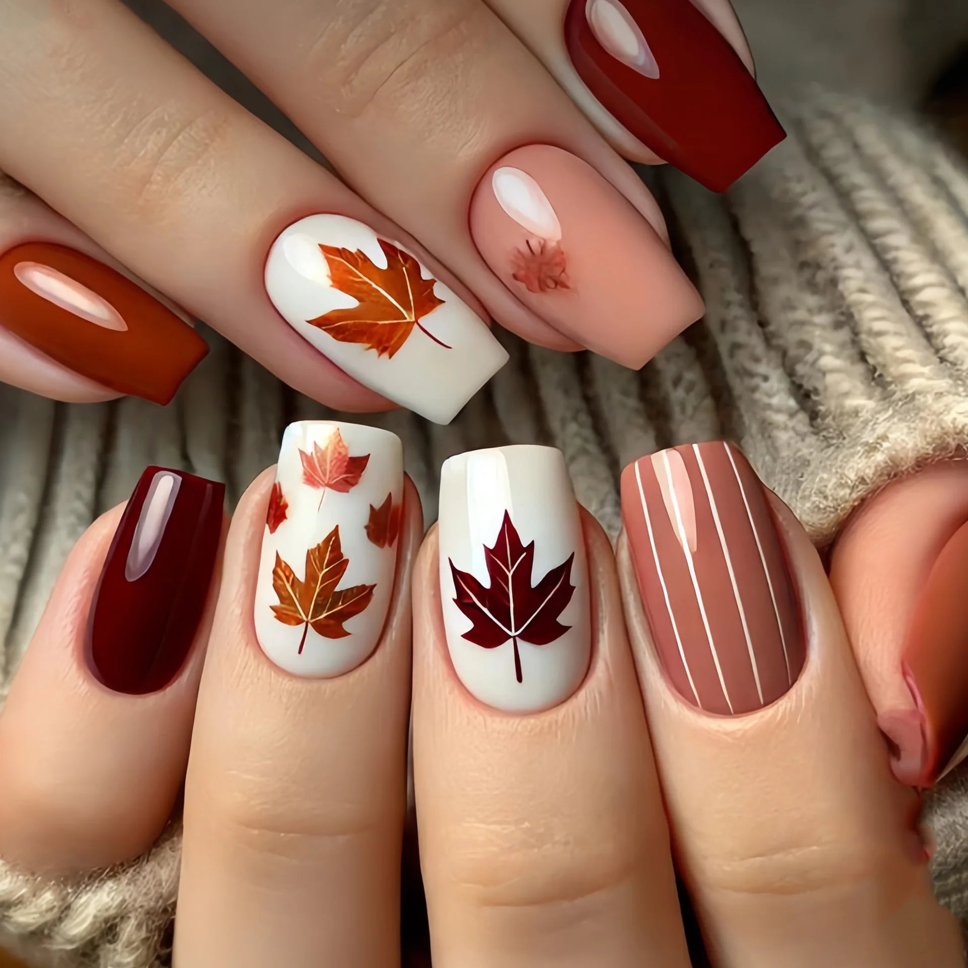 24Pcs Mid-length Square Press-On Nails with Golden Butterfly Design