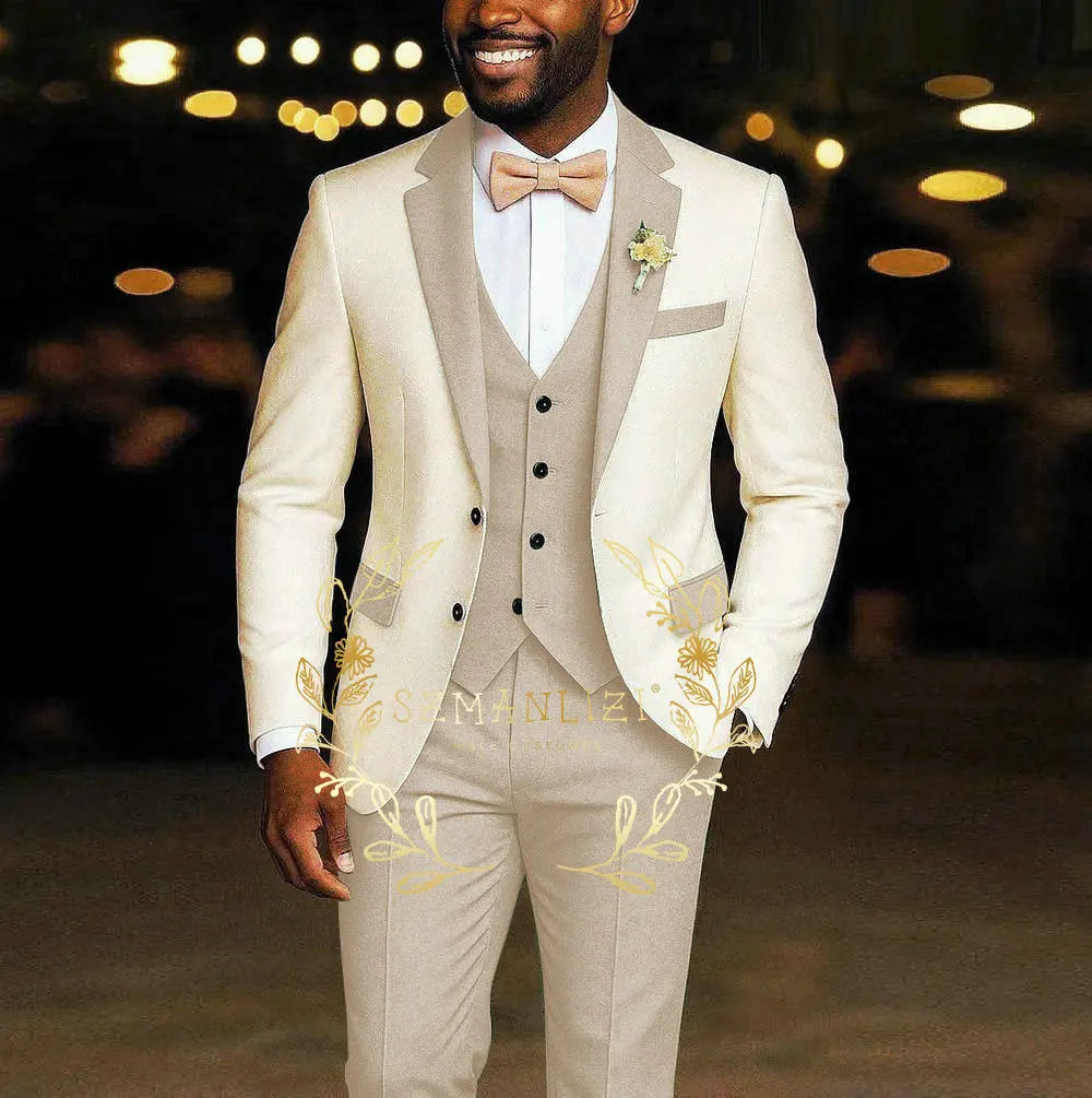 3 Pieces Blazer  Vest Pants Wedding Tuxedos