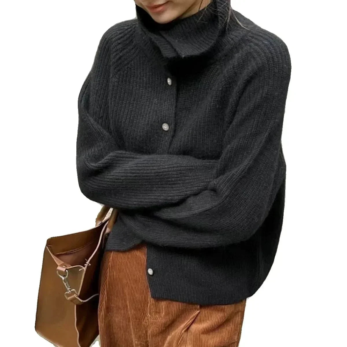 Autumn and Winter Loose Thickened  Turtleneck Sweater Knitted Coat