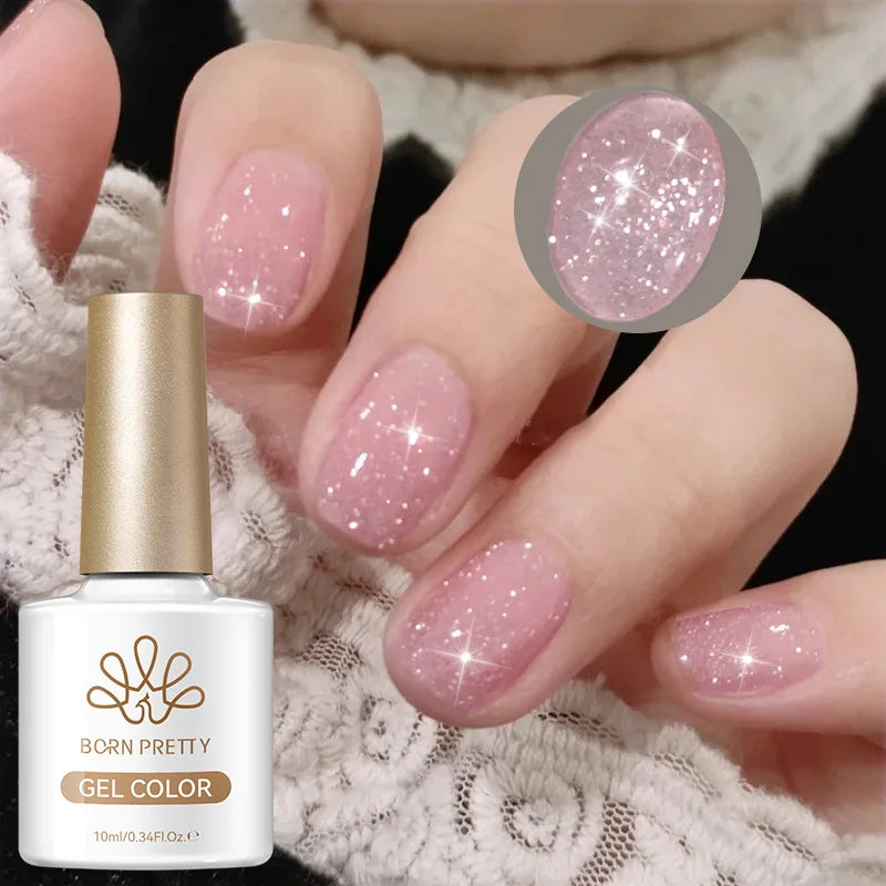 Galactic Pink Gel Polish Reflective Glitter 10ml Sparking Glitter Ultra Shine Soak Off UV/LED Nail Art Manicure