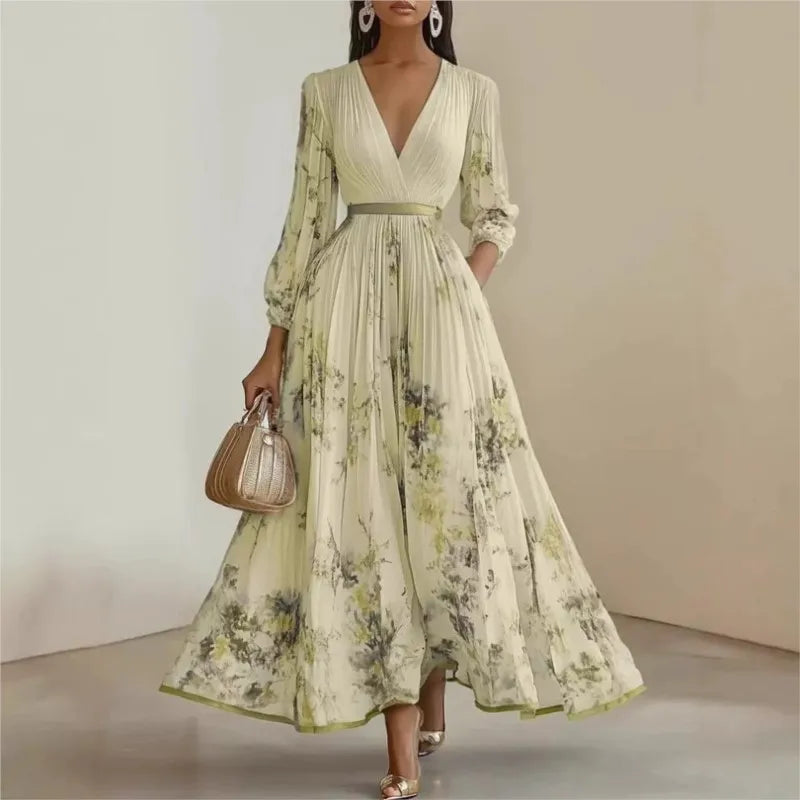 Women's Floral Pleated Maxi Dress