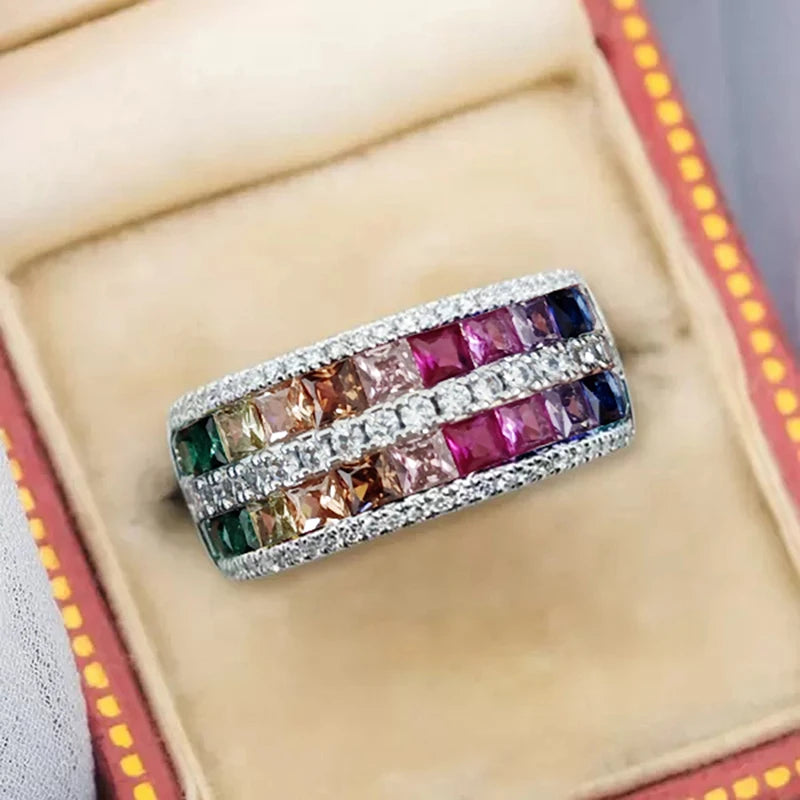 Rainbow Color Cubic Zirconia Rings
