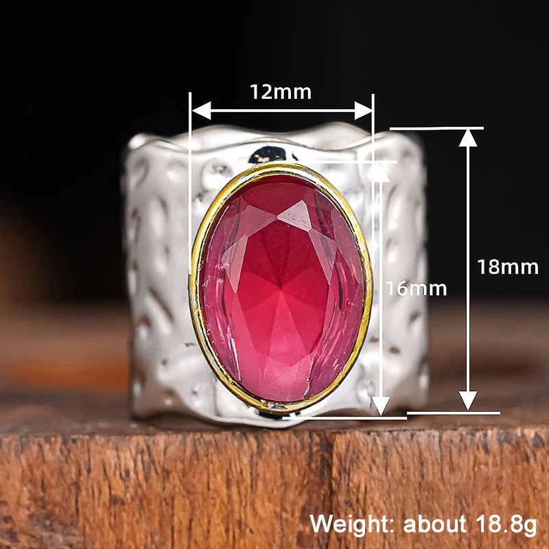 Creative Attractive Rings with Big Red CZ Design