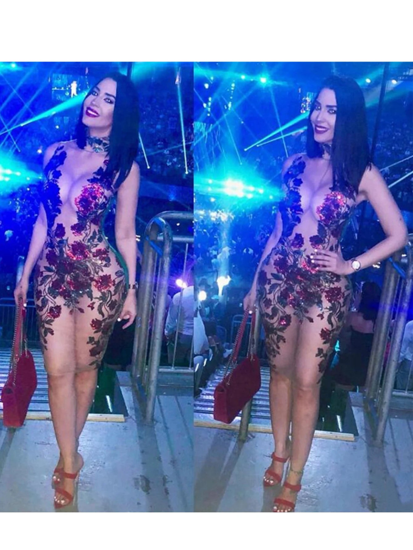 Sexy See through Mesh Sequin Mini Summer Dress