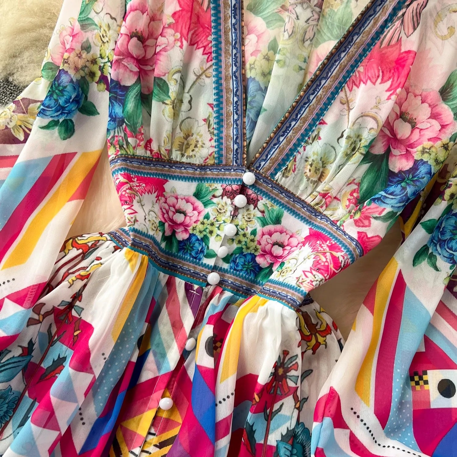 Summer Bohemain Gorgeous Flower Maxi Dress