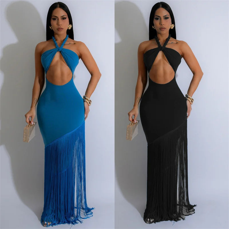 Sexy Halter Backless Bodycon Maxi Dresses