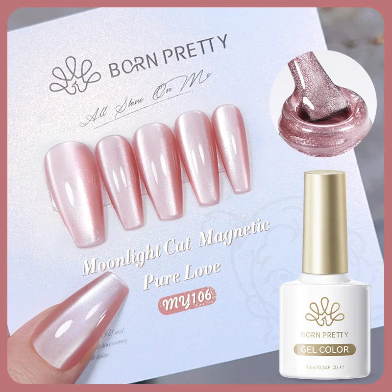 BORN PRETTY 10ml White Cat Magnetic Gel Nail Polish Ultra Shine White-light Varnis Semi Permanent Soak Off UV LED Gel for Nails