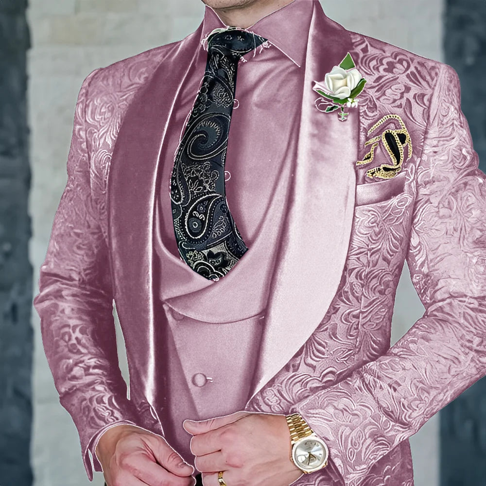 Jacquard Men's 3-piece Suit Set