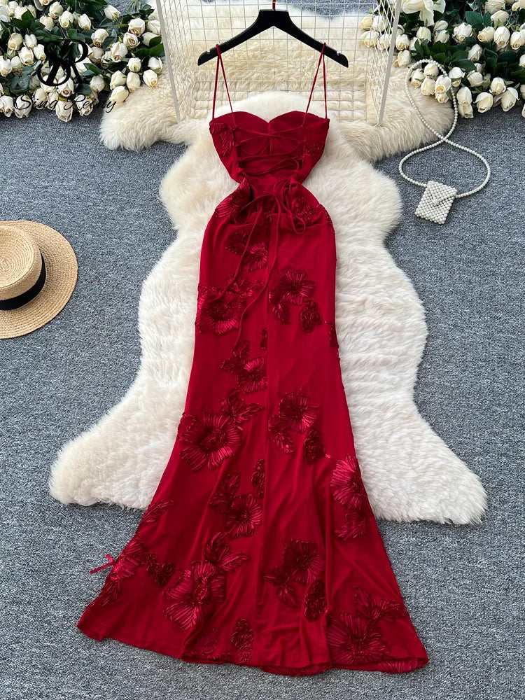 Floral Embroidery Slip Dresses