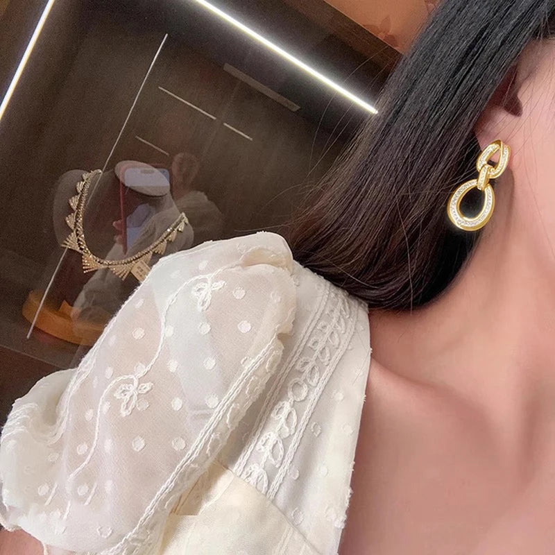 Metal Geometric Long Hanging Earrings
