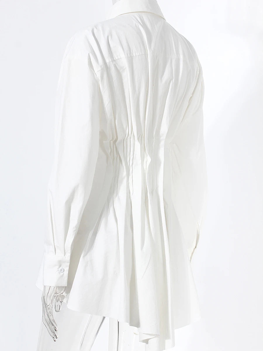 Lapel Long Sleeves Patchwork Single Breasted Shirt