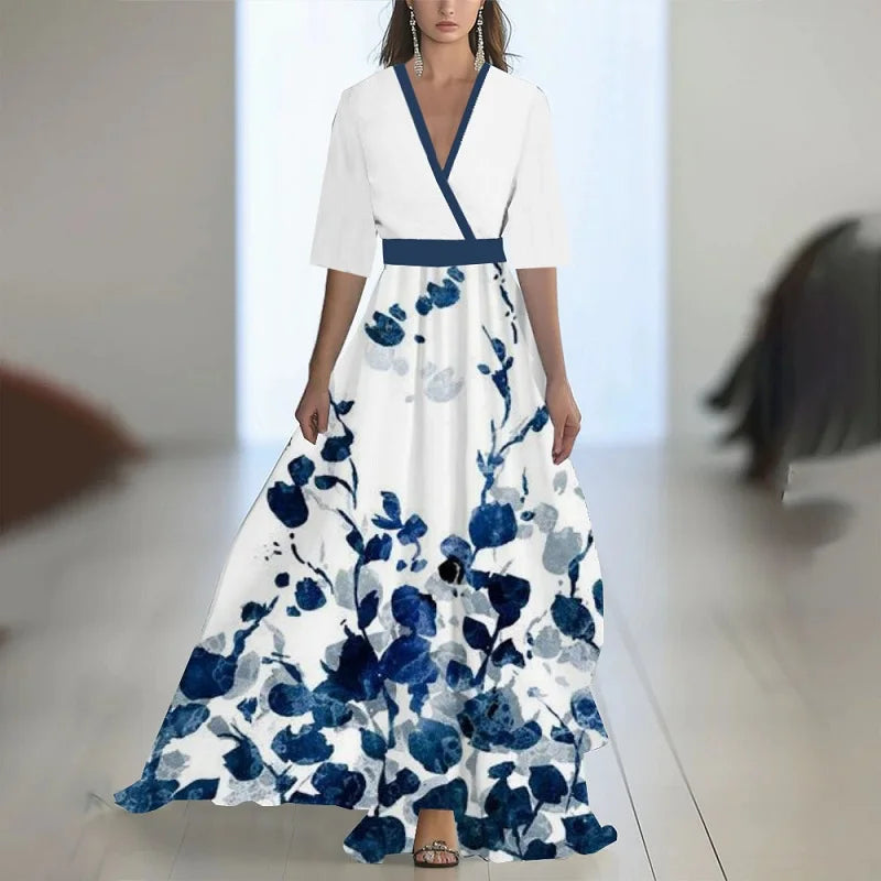Fashion Floral Print Patchwork Bohemian Dress